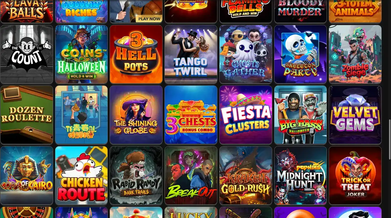 Интерфейс игрового зала Spin City casino